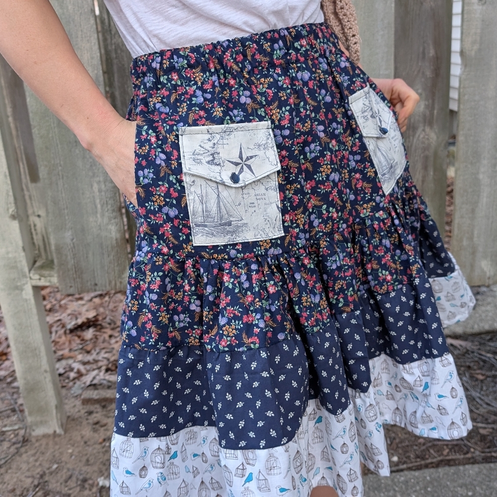 Tiered Skirt With 4 Pockets